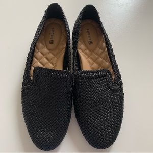 Birdies The Starling Black Woven Womens Vegan Leather Slip On Flats Loafer